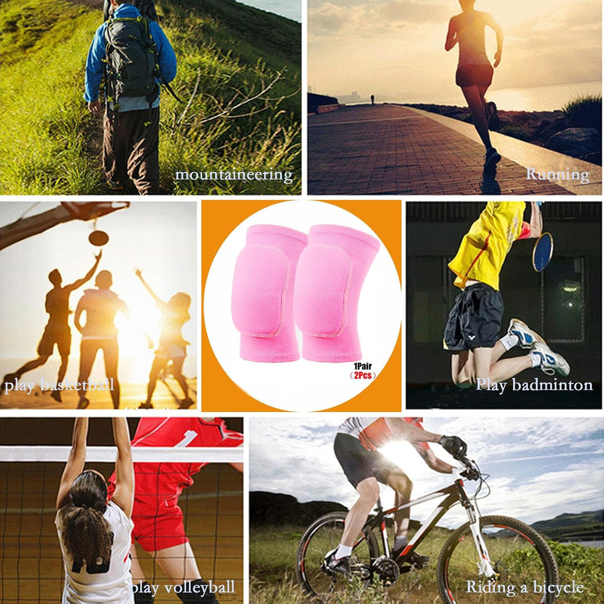 Anti slip sponge, soft and breathable men's, women's, girls', and children's black knee pads suitable for sports scenes such as volleyball, football, dance, yoga, wrestling, running, cycling, etc (Black, Large)