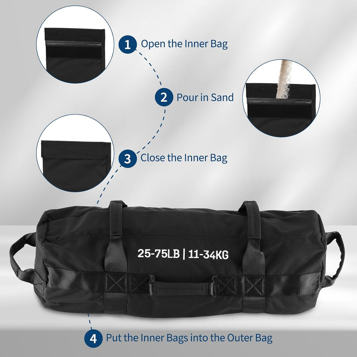 Adjustable Sand Bags for Working Out,Sandbags for Workout for Yoga, Strength Training and Full-Body Workouts