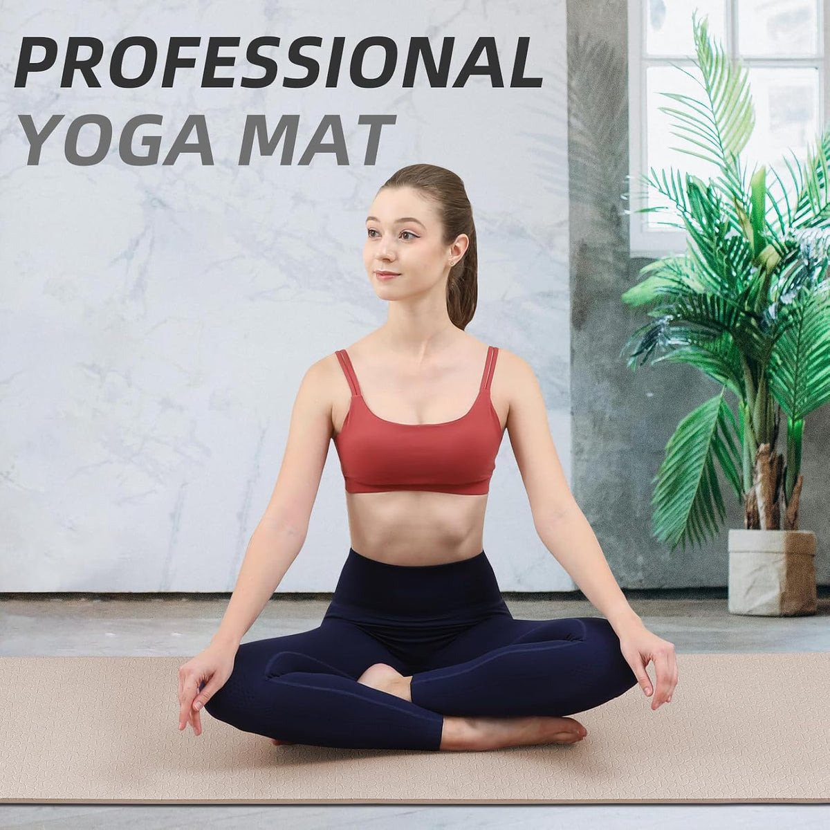 Yoga Mat Extra thick 8mm Exercise mat, Soft Lightweight TPE Fitness Mat with strap, High Elasticity, Anti-fatigue,non-slip mat for Women, Yoga, Camping, Travel, Gym & Outdoor | 72"L x 0.32"Th