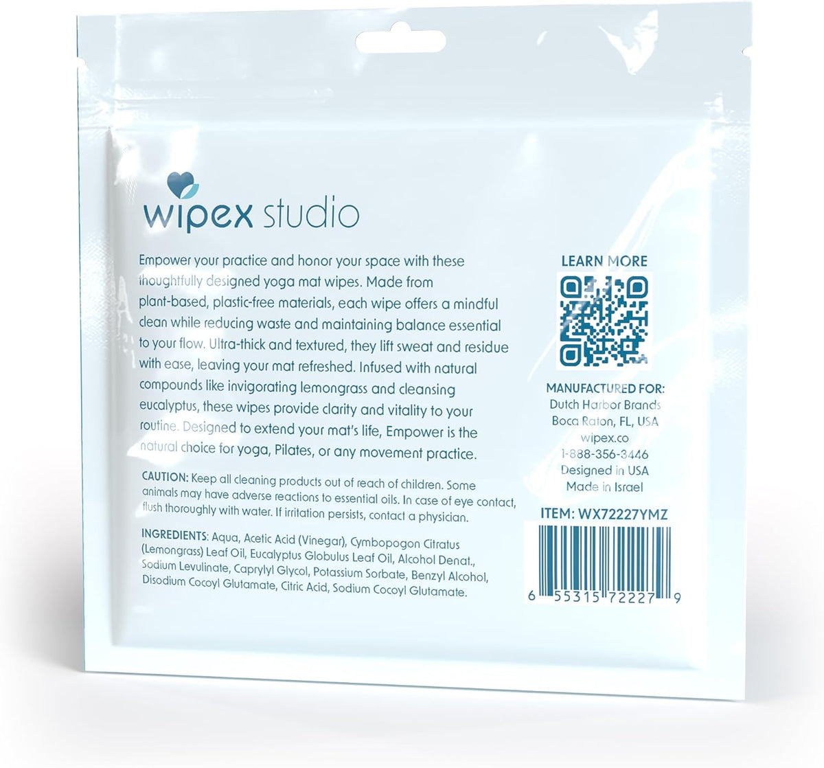 Studio Empower Yoga Mat Cleaner Wipes 25ct Zip Pack, Ultra Thick and Textured, Lemongrass Eucalyptus Scent, Natural Choice for Yoga, Pilates, or Any Movement Practice