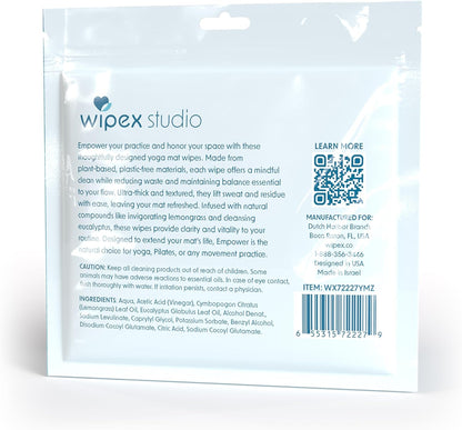 Studio Empower Yoga Mat Cleaner Wipes 25ct Zip Pack, Ultra Thick and Textured, Lemongrass Eucalyptus Scent, Natural Choice for Yoga, Pilates, or Any Movement Practice