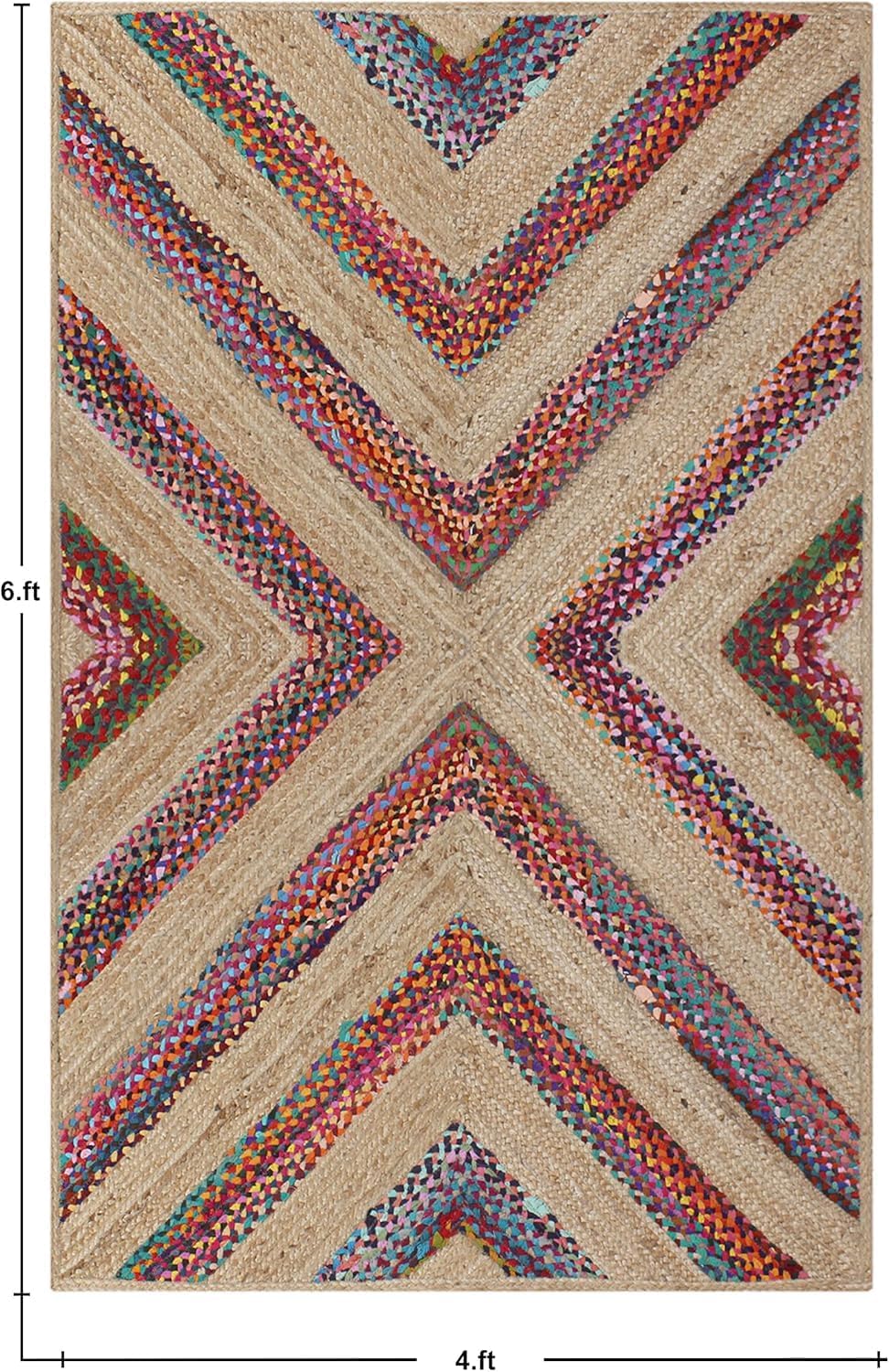 Kilim Rug 3' Round Area Rug Olive Beige White Braided Jute Carpet, Indoor Outdoor Flatweave Rug for Bedroom, Bedside, Kitchen, Beach & Terrace Yoga Mat - Colors A