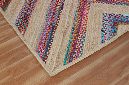 Kilim Rug 3' Round Area Rug Olive Beige White Braided Jute Carpet, Indoor Outdoor Flatweave Rug for Bedroom, Bedside, Kitchen, Beach & Terrace Yoga Mat - Colors A