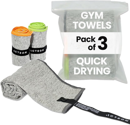 Microfiber Gym Towels 5 Pack, Quick Dry Silver ION Odor-Free Sweat Towel, Super Absorbent Fast Drying for Men & Women, Workout, Yoga, Running, Hiking, Travel – 16x30.5 Inch