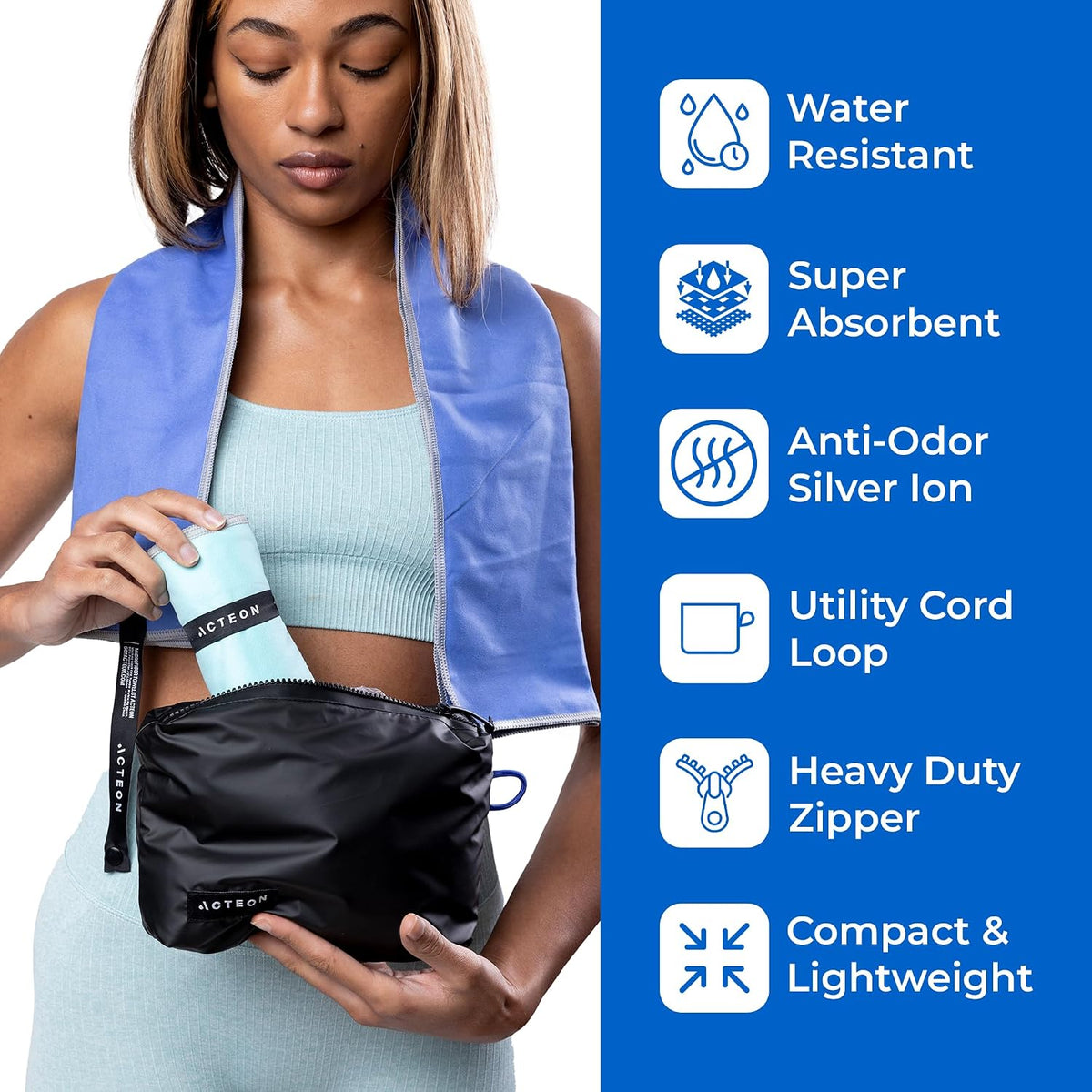 Microfiber Gym Towels 5 Pack, Quick Dry Silver ION Odor-Free Sweat Towel, Super Absorbent Fast Drying for Men & Women, Workout, Yoga, Running, Hiking, Travel – 16x30.5 Inch