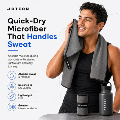 Microfiber Gym Towels 5 Pack, Quick Dry Silver ION Odor-Free Sweat Towel, Super Absorbent Fast Drying for Men & Women, Workout, Yoga, Running, Hiking, Travel – 16x30.5 Inch