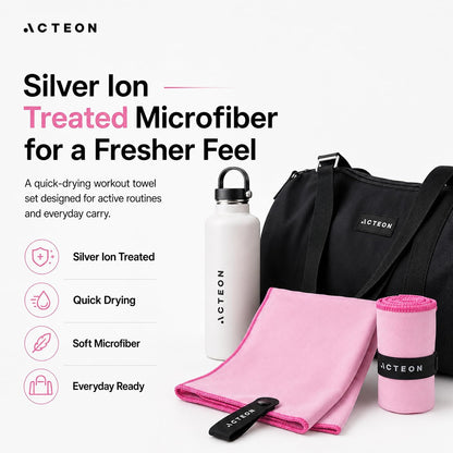 Microfiber Gym Towels 5 Pack, Quick Dry Silver ION Odor-Free Sweat Towel, Super Absorbent Fast Drying for Men & Women, Workout, Yoga, Running, Hiking, Travel – 16x30.5 Inch