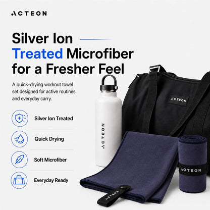 Microfiber Gym Towels 5 Pack, Quick Dry Silver ION Odor-Free Sweat Towel, Super Absorbent Fast Drying for Men & Women, Workout, Yoga, Running, Hiking, Travel – 16x30.5 Inch