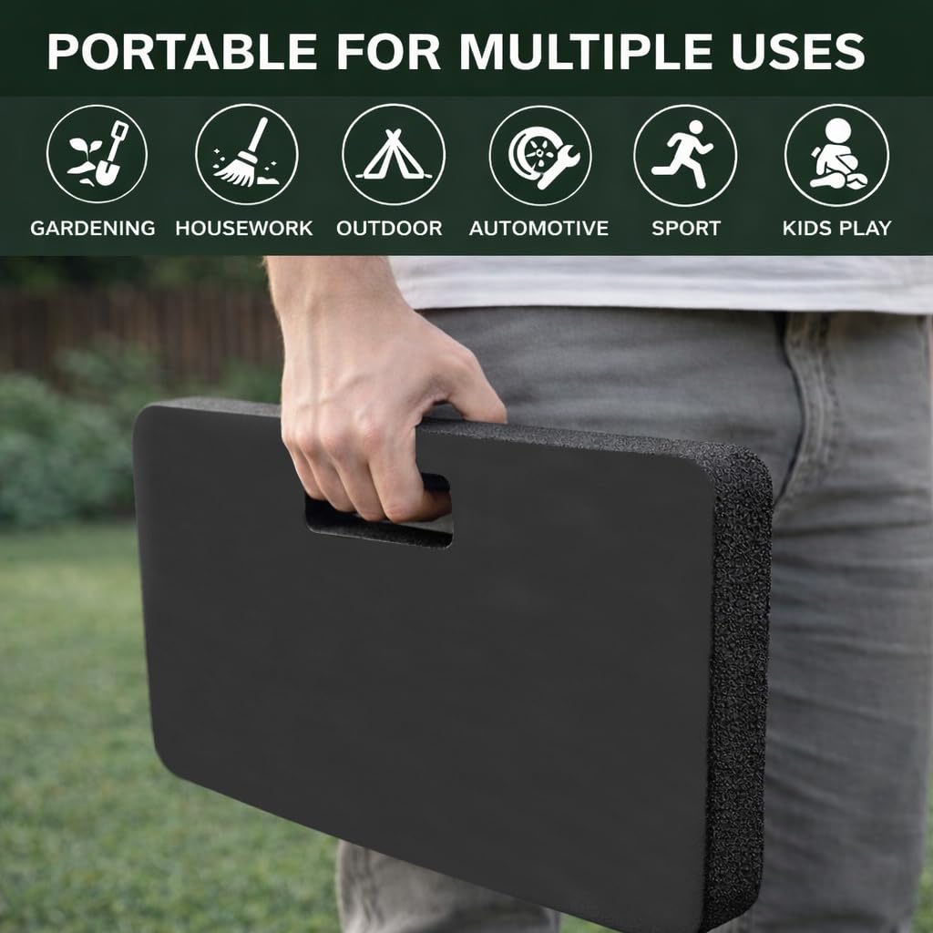 Extra Thick Kneeling Pad for Gardening Work, 1.5 Inch Soft NBR Foam Knee Cushion Bathing Baby, Large Smooth Kneeler Mat Yoga Exercise, 18x11, Black