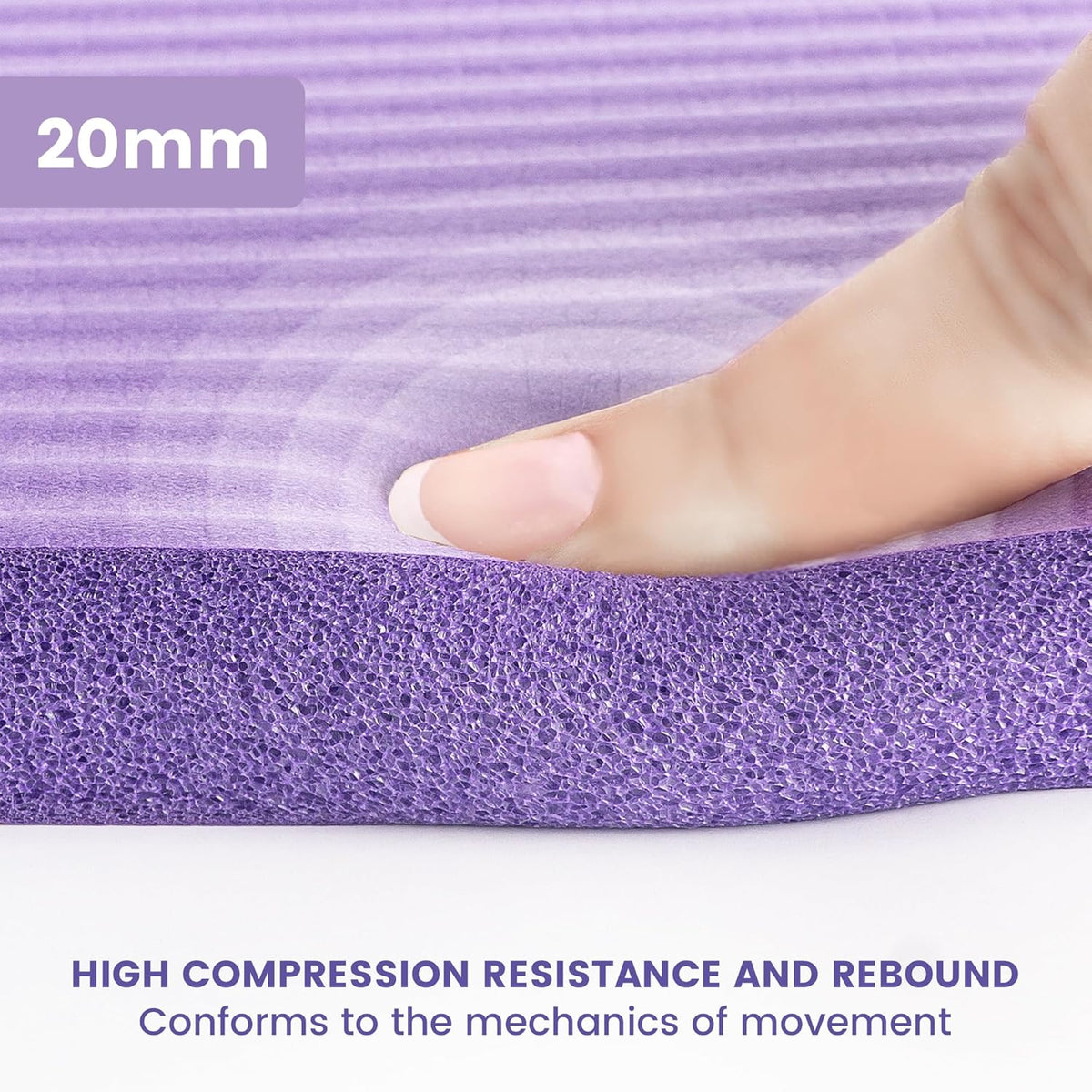 Yoga Knee Pad Cushion, 24 x 9.8 x 0.8 in Thick Mini Yoga Mat, Odor-Free NBR Workout Mat with Storage Strap, Small Exercise Mat for Yoga, Pilates, Kneeling, Planks & Home Gym