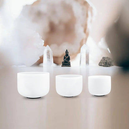 432Hz 7"B 8"G 9"F Crystal Singing Bowl Set of 3
