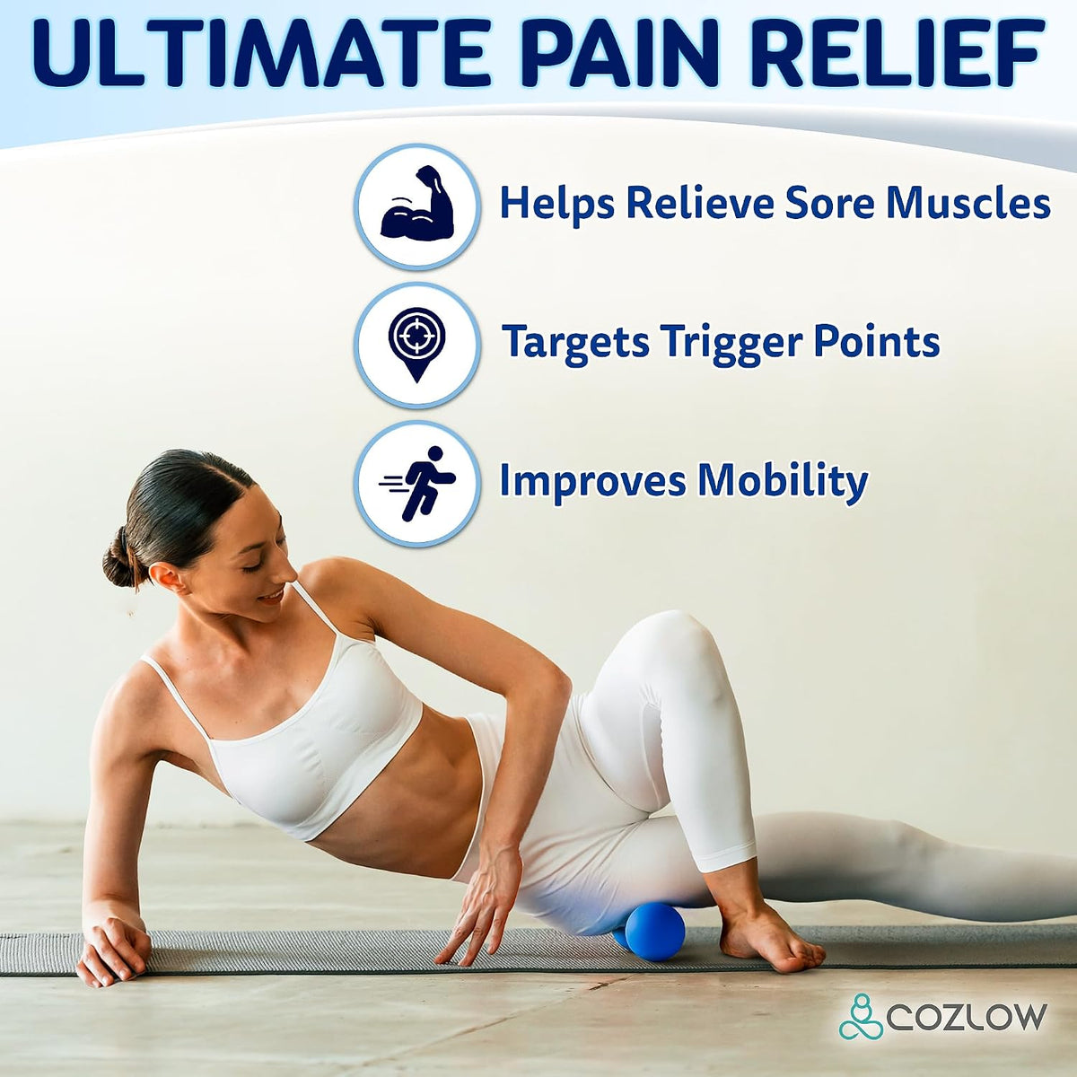 Peanut Massage Ball - Deep Tissue Therapy, Pain Relief - Cobalt Blue