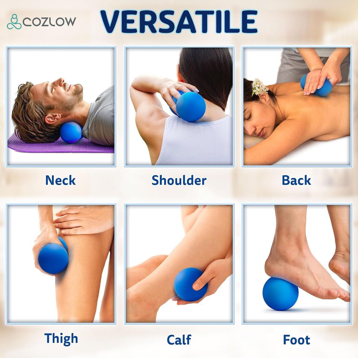 Peanut Massage Ball - Deep Tissue Therapy, Pain Relief - Cobalt Blue
