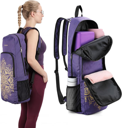Yoga Mat Bag for Women Convertible Backpack Blocks Carrier with Wet Pocket