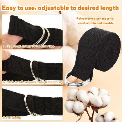 24PCS Yoga Strap for Stretching 6ft Exercise Adjustable Straps Yoga Belt with Adjustable D Ring Buckle for Pilates Gym Workouts Fitness Improves Sitting Posture
