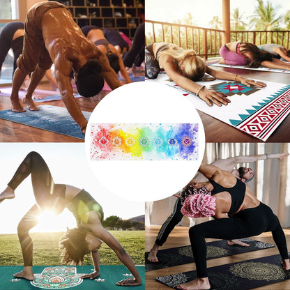 Yoga Mat Towel with Corner Pockets - Microfiber Yoga Towels for Hot Yoga Non Slip Moisture Wicking Sweat Absorbent, Tree of Life Yoga Towel Easy for Travel, Use in Hot Yoga,Bikram,Pilates and Fitness