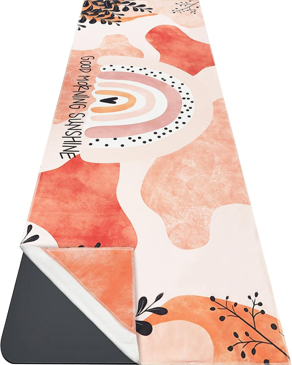 Yoga Mat Towel with Corner Pockets - Microfiber Yoga Towels for Hot Yoga Non Slip Moisture Wicking Sweat Absorbent, Tree of Life Yoga Towel Easy for Travel, Use in Hot Yoga,Bikram,Pilates and Fitness