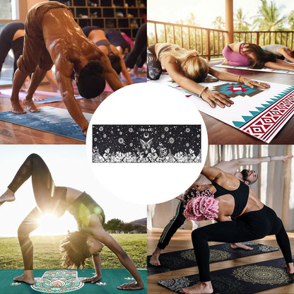 Yoga Mat Towel with Corner Pockets - Microfiber Yoga Towels for Hot Yoga Non Slip Moisture Wicking Sweat Absorbent, Tree of Life Yoga Towel Easy for Travel, Use in Hot Yoga,Bikram,Pilates and Fitness