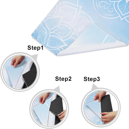 Yoga Mat Towel with Corner Pockets - Microfiber Yoga Towels for Hot Yoga Non Slip Moisture Wicking Sweat Absorbent, Tree of Life Yoga Towel Easy for Travel, Use in Hot Yoga,Bikram,Pilates and Fitness