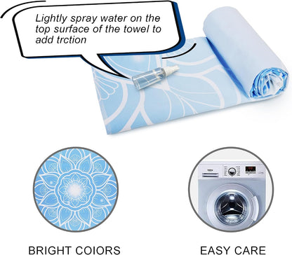 Yoga Mat Towel with Corner Pockets - Microfiber Yoga Towels for Hot Yoga Non Slip Moisture Wicking Sweat Absorbent, Tree of Life Yoga Towel Easy for Travel, Use in Hot Yoga,Bikram,Pilates and Fitness