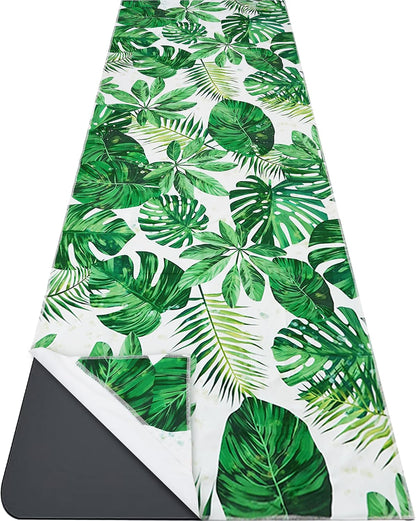 Yoga Mat Towel with Corner Pockets - Microfiber Yoga Towels for Hot Yoga Non Slip Moisture Wicking Sweat Absorbent, Tree of Life Yoga Towel Easy for Travel, Use in Hot Yoga,Bikram,Pilates and Fitness