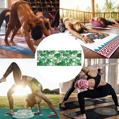 Yoga Mat Towel with Corner Pockets - Microfiber Yoga Towels for Hot Yoga Non Slip Moisture Wicking Sweat Absorbent, Tree of Life Yoga Towel Easy for Travel, Use in Hot Yoga,Bikram,Pilates and Fitness