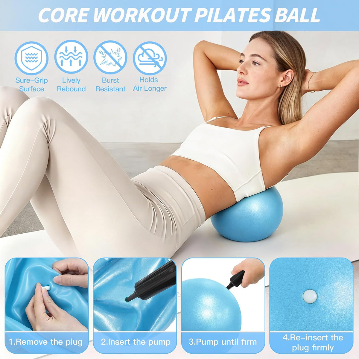 Pilates Kit, Home Pilates Workout Kit for Women, Pilates Equipment with 14.5"" Pilates Ring and Ball, Resistance Bands, Ankle Weights, Sliders & Grip Socks for Home Workouts