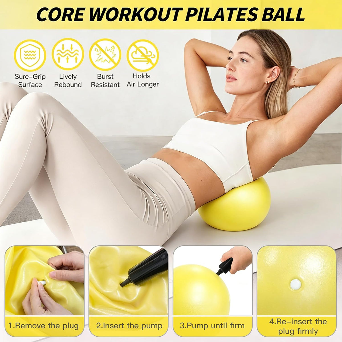 Pilates Kit, Home Pilates Workout Kit for Women, Pilates Equipment with 14.5"" Pilates Ring and Ball, Resistance Bands, Ankle Weights, Sliders & Grip Socks for Home Workouts