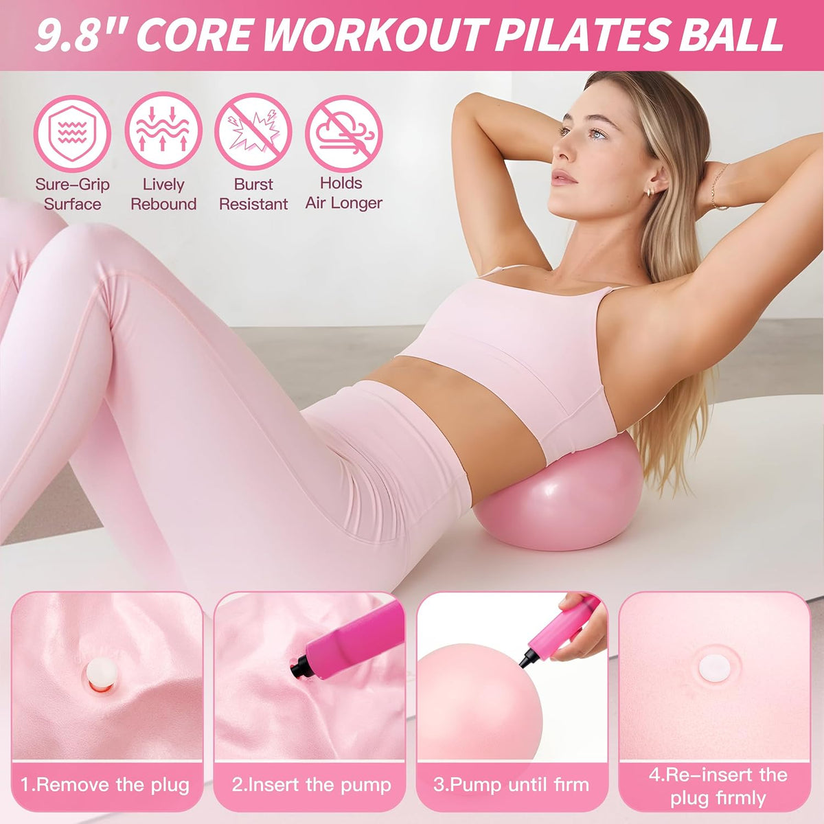 Pilates Kit, Home Pilates Workout Kit for Women, Pilates Equipment with 14.5"" Pilates Ring and Ball, Resistance Bands, Ankle Weights, Sliders & Grip Socks for Home Workouts