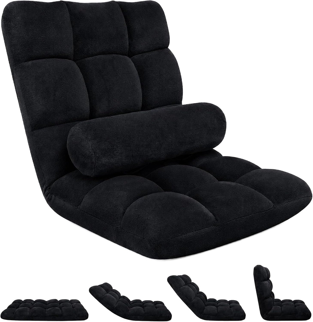 Folding Floor Chair with Back Support, 6 Adjustable Position