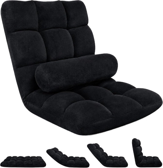Folding Floor Chair with Back Support, 6 Adjustable Position
