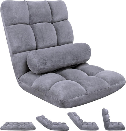 Folding Floor Chair with Back Support, 6 Adjustable Position