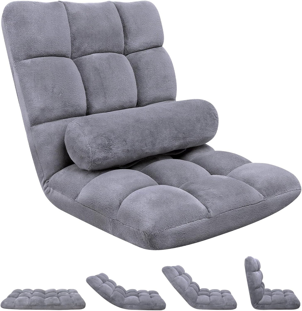 Folding Floor Chair with Back Support, 6 Adjustable Position