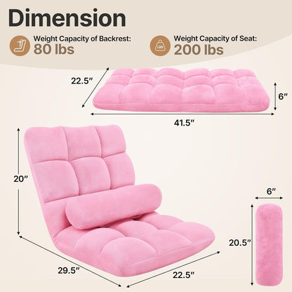 Folding Floor Chair with Back Support, 6 Adjustable Position