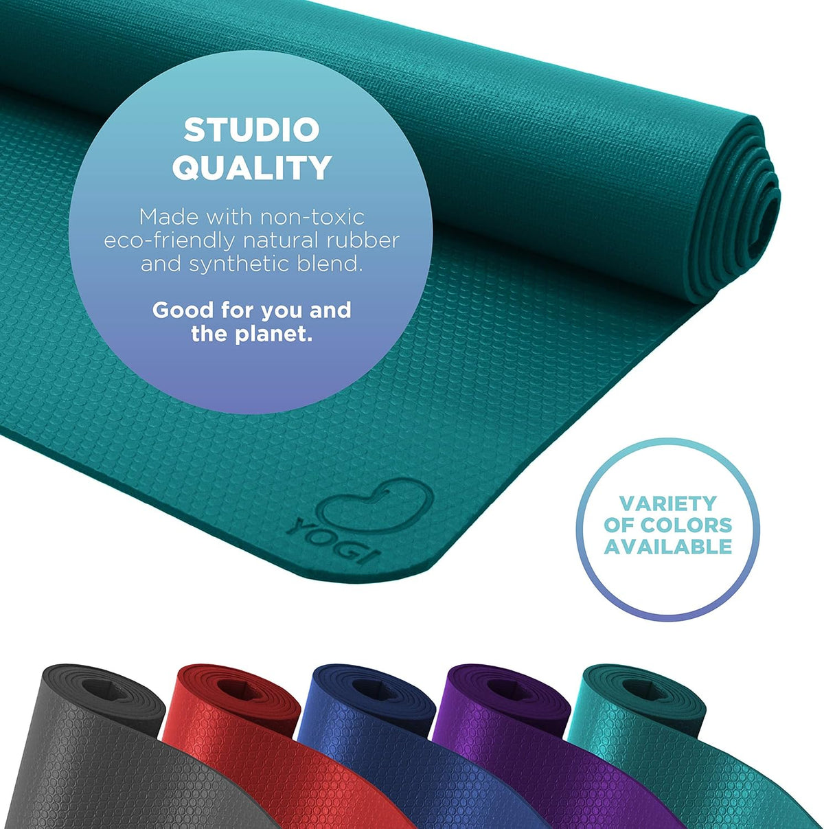 Yogi Premium Yoga Mat for Superior Grip - Eco-Friendly PVC and Natural 4mm Rubber Mat for Yoga, Pilates, Gym and Stretching - Durable Supportive Workout for Home Studio Training, 73” x 24”