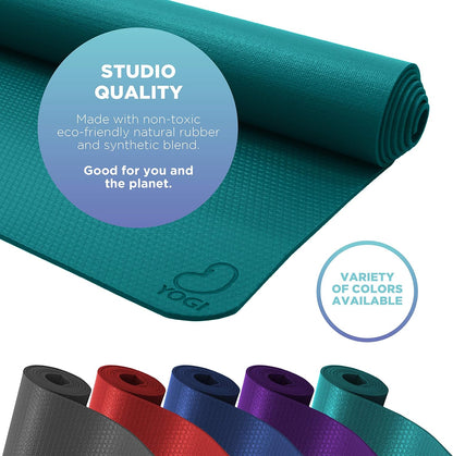 Yogi Premium Yoga Mat for Superior Grip - Eco-Friendly PVC and Natural 4mm Rubber Mat for Yoga, Pilates, Gym and Stretching - Durable Supportive Workout for Home Studio Training, 73” x 24”