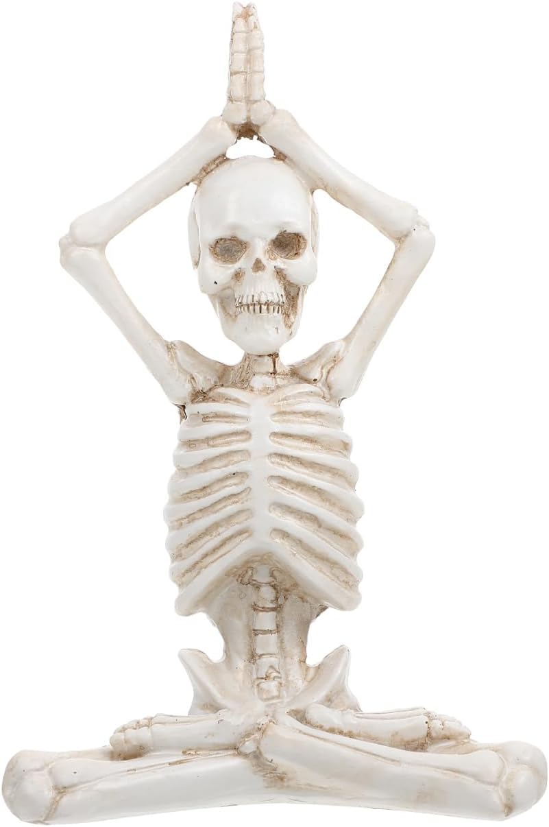 Halloween Village Set Halloween Yoga Skeleton Figurine Halloween Meditation Yoga Skeleton Statue Halloween Meditation Yoga Table Decoration (Style 1) Halloween Skeleton