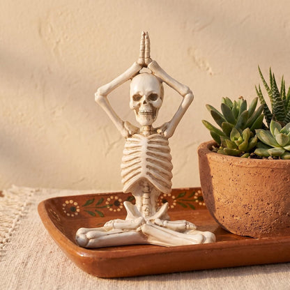 Halloween Village Set Halloween Yoga Skeleton Figurine Halloween Meditation Yoga Skeleton Statue Halloween Meditation Yoga Table Decoration (Style 1) Halloween Skeleton