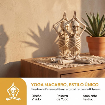 Halloween Village Set Halloween Yoga Skeleton Figurine Halloween Meditation Yoga Skeleton Statue Halloween Meditation Yoga Table Decoration (Style 1) Halloween Skeleton