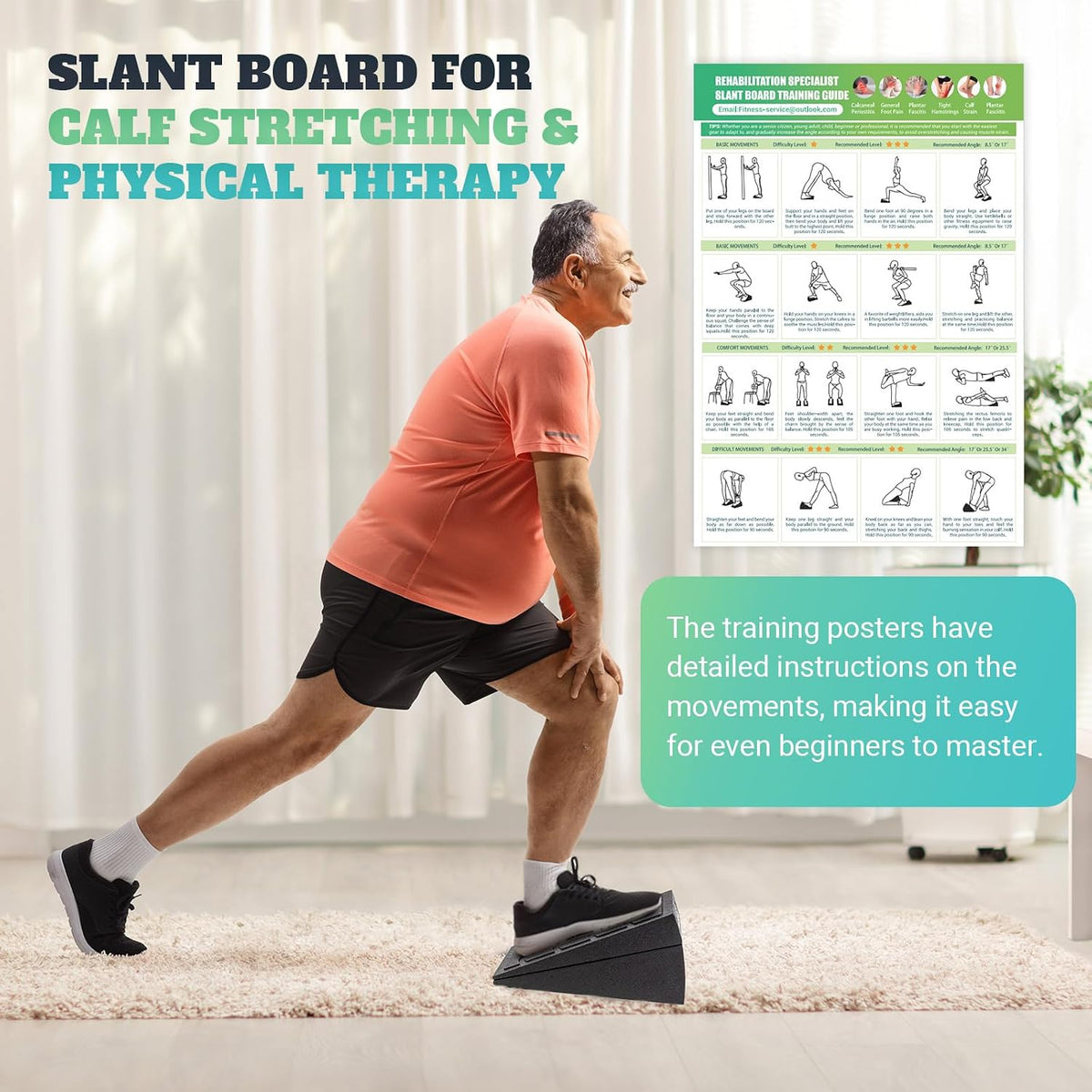 Squat Wedge Block, 960 LBS Weight Capacity, Slant Board for Calf Stretching
