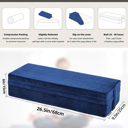 Yoga Bolster Pillow for Meditation and Support，Rectangular Meditation Pillow for Restorative Yoga，26.5"X9.5" X6"