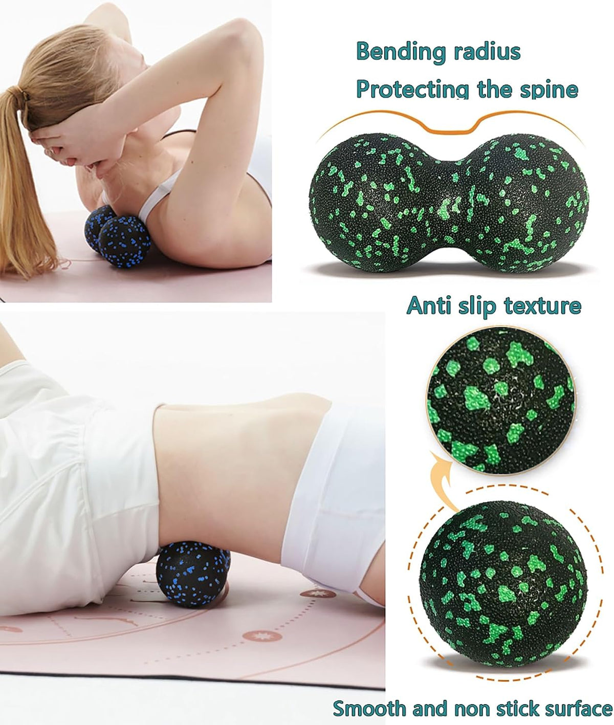 Peanut Massage Ball, Double Lacrosse Foam Roller for Physical Therapy, Firm