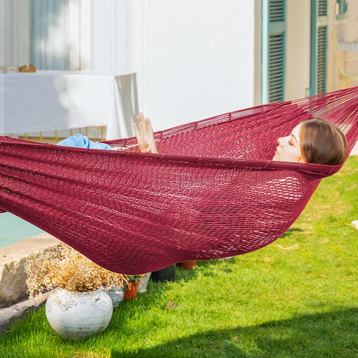 Handwoven Rope Mayan Hammock for Outside, 600 lbs Capacity