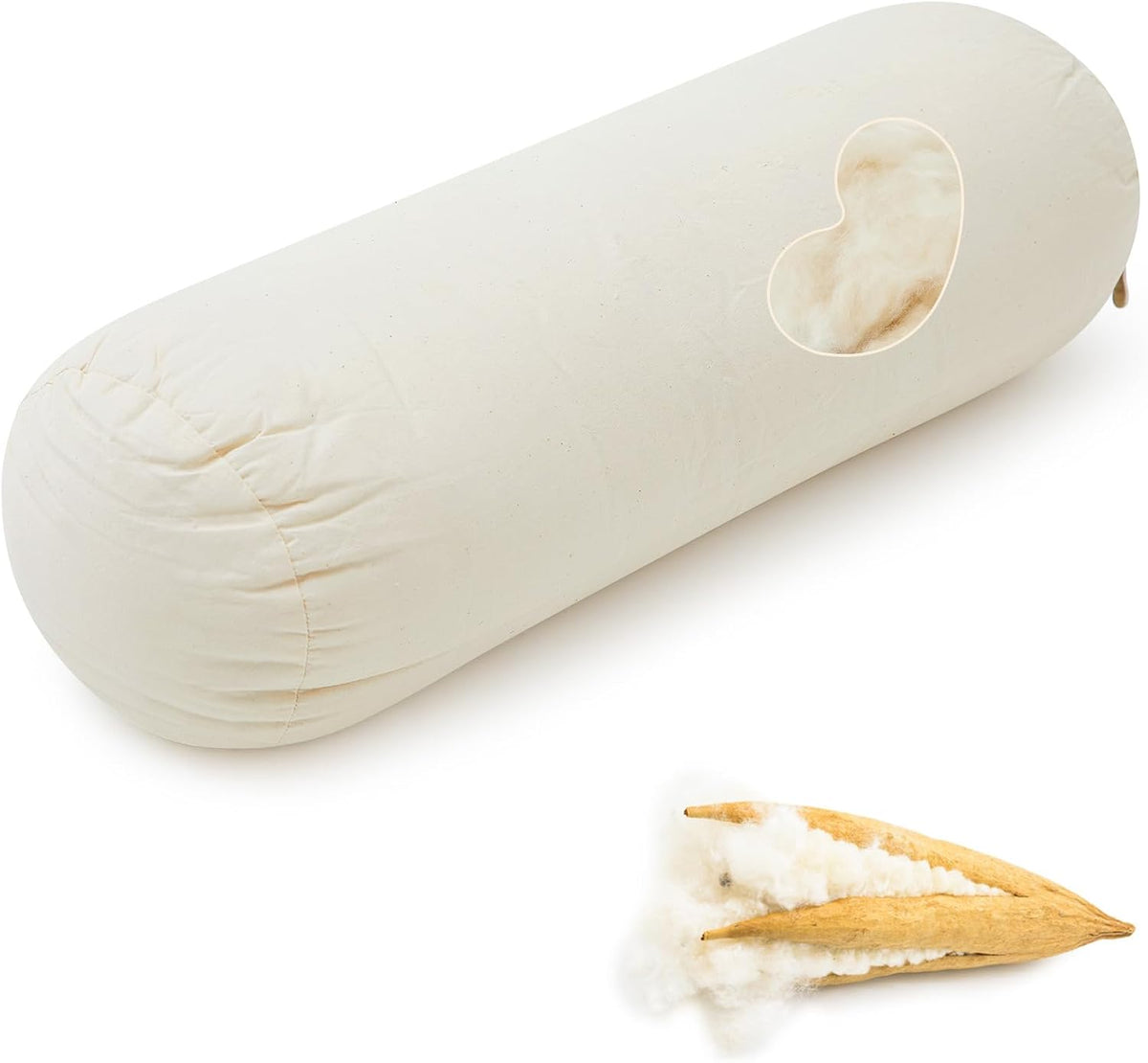 Organic Kapok Neck Roll Pillow for Sleeping, 16" X 6"