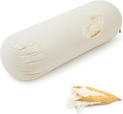 Organic Kapok Neck Roll Pillow for Sleeping, 16" X 6"