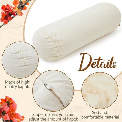 Organic Kapok Neck Roll Pillow for Sleeping, 16" X 6"