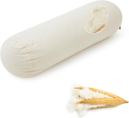 Organic Kapok Neck Roll Pillow for Sleeping, 16" X 6"