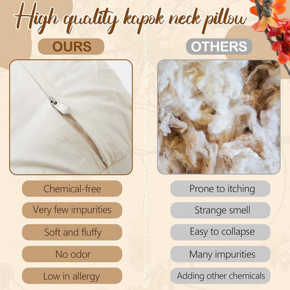Organic Kapok Neck Roll Pillow for Sleeping, 16" X 6"