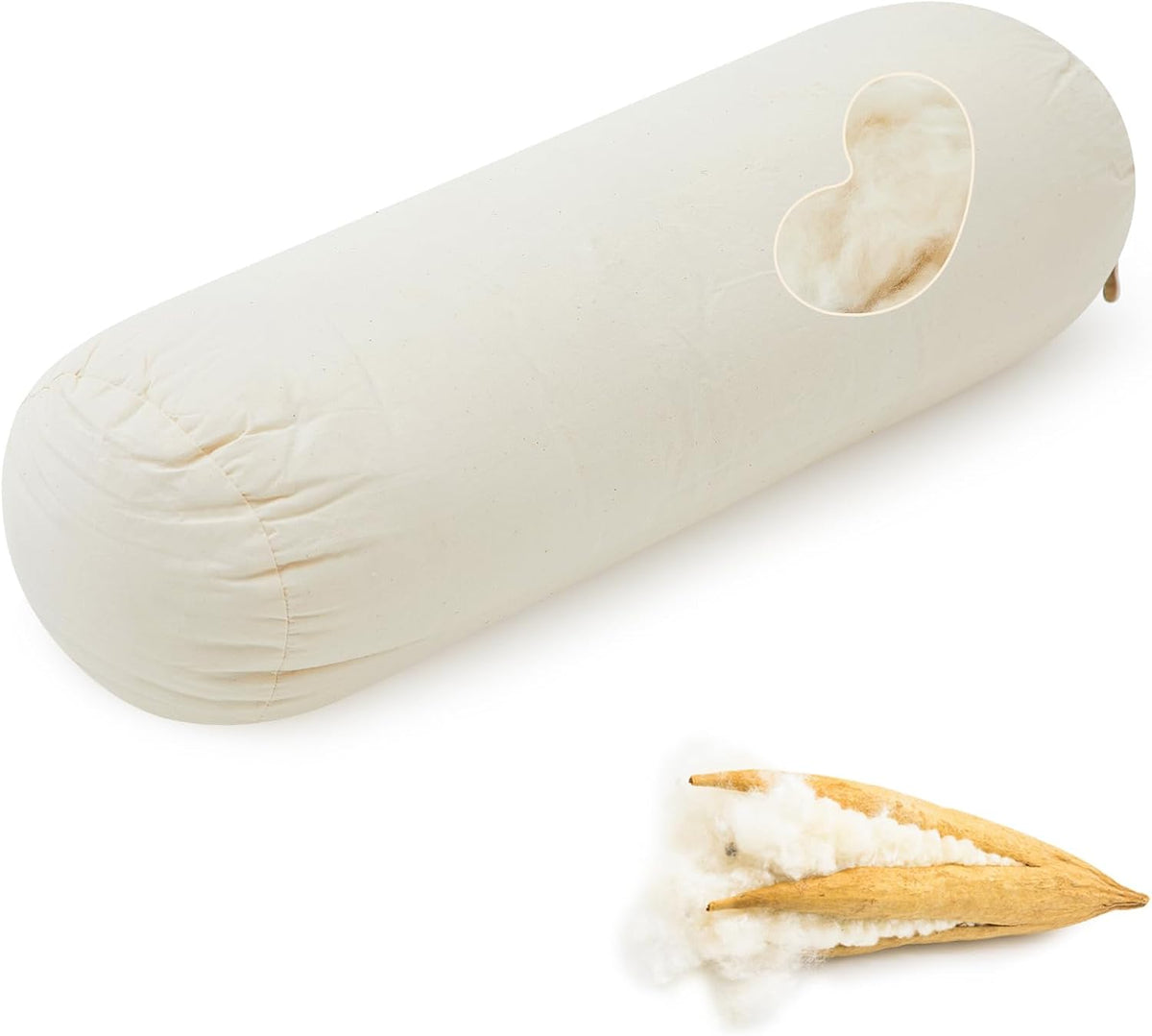 Organic Kapok Neck Roll Pillow for Sleeping, 16" X 6"