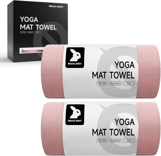 Yoga Mat Towel 72"x25" (2 Pack Pink) & Home Pilates Kit